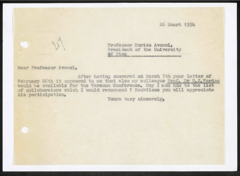 Letter to Enrico Avanzi