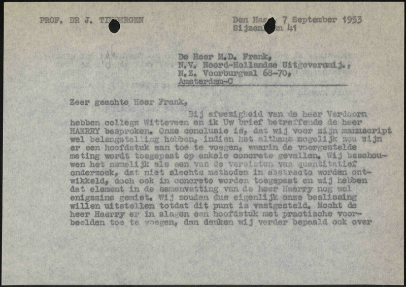 Letter to M.D. Frank
