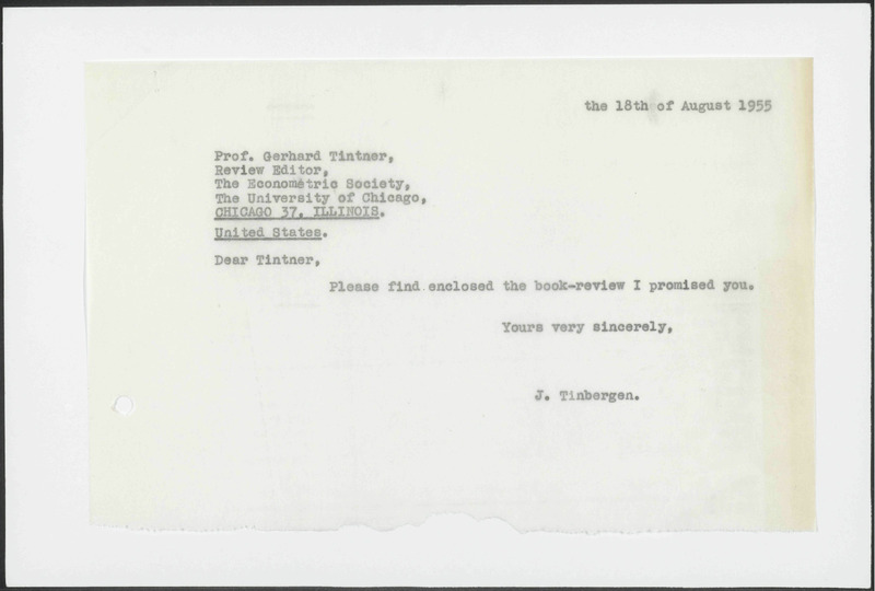 Letter to G. Tintner