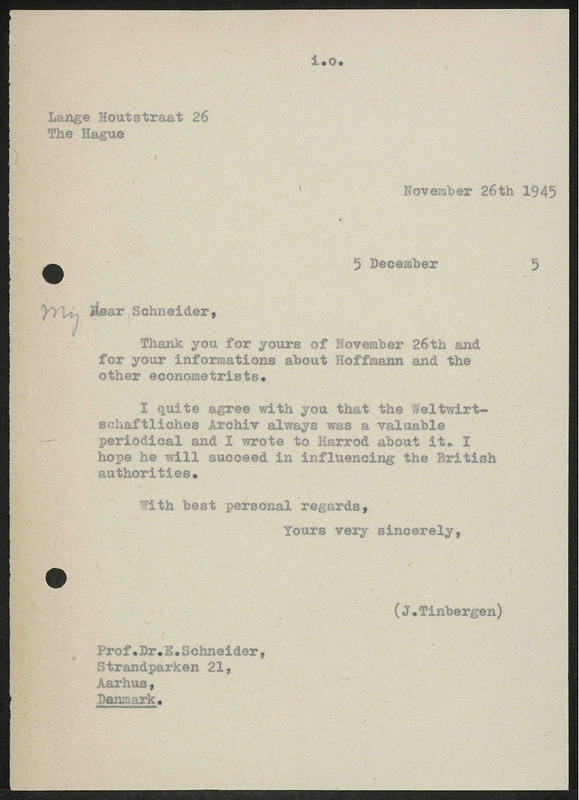 Letter to E. Schneider
