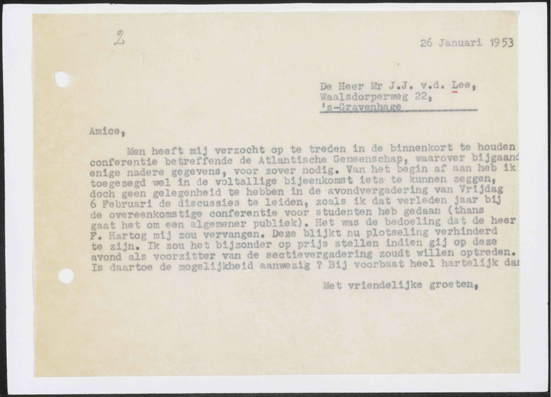 Letter to J.J. van der Lee