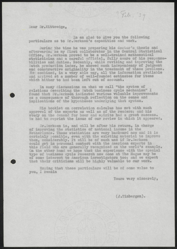 Letter to T.B. Kittredge
