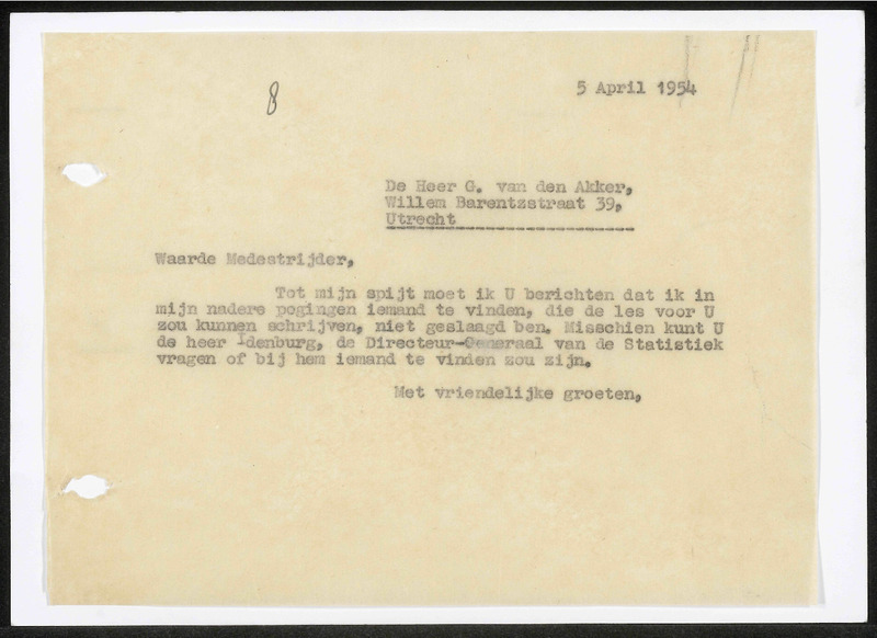 Letter to G. van den Akker