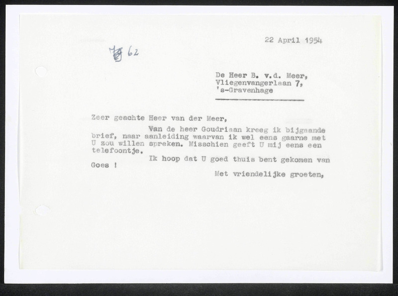 Letter to B. van der Meer