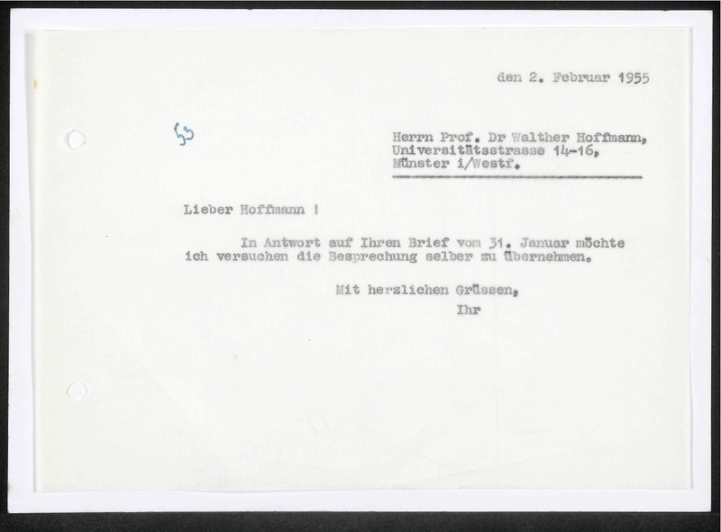 Letter to Walther Hoffmann