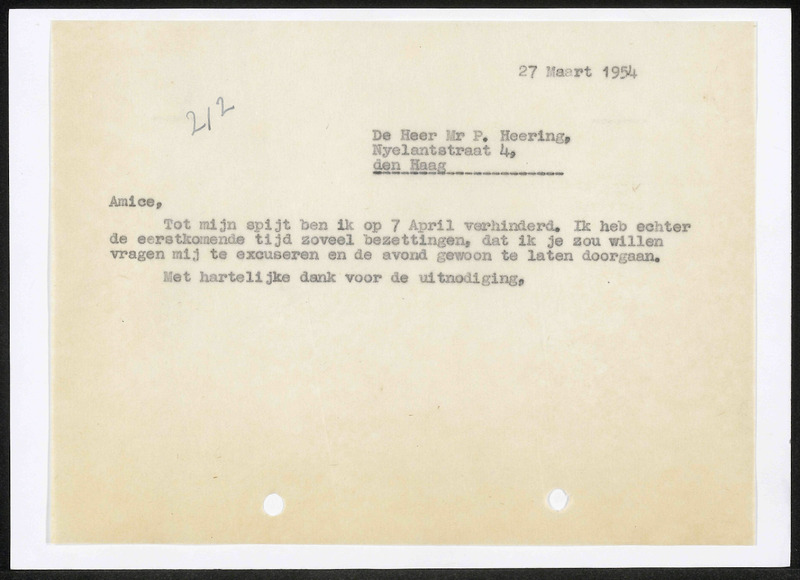 Letter to P. Heering