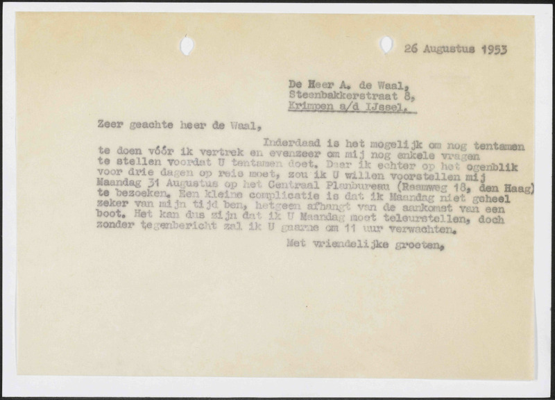 Letter to A. de Waal
