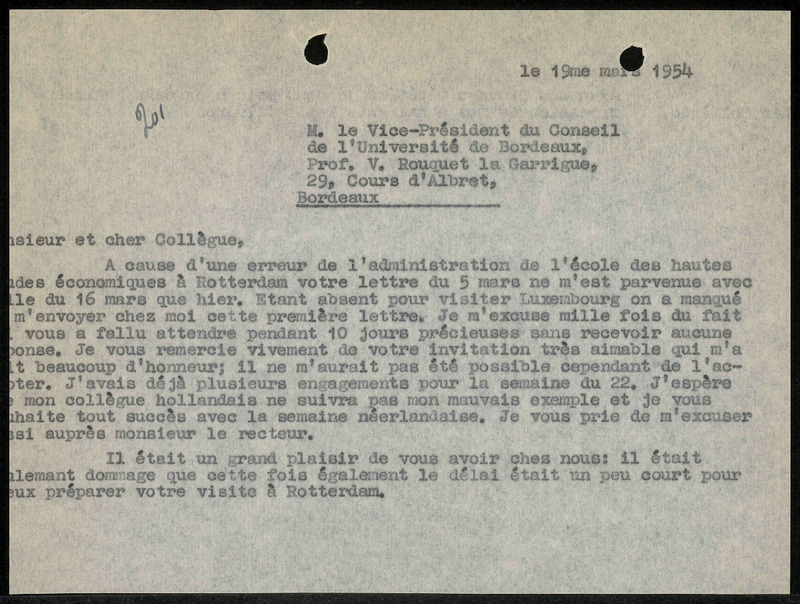 Letter to V. Rouquet la Garrigue