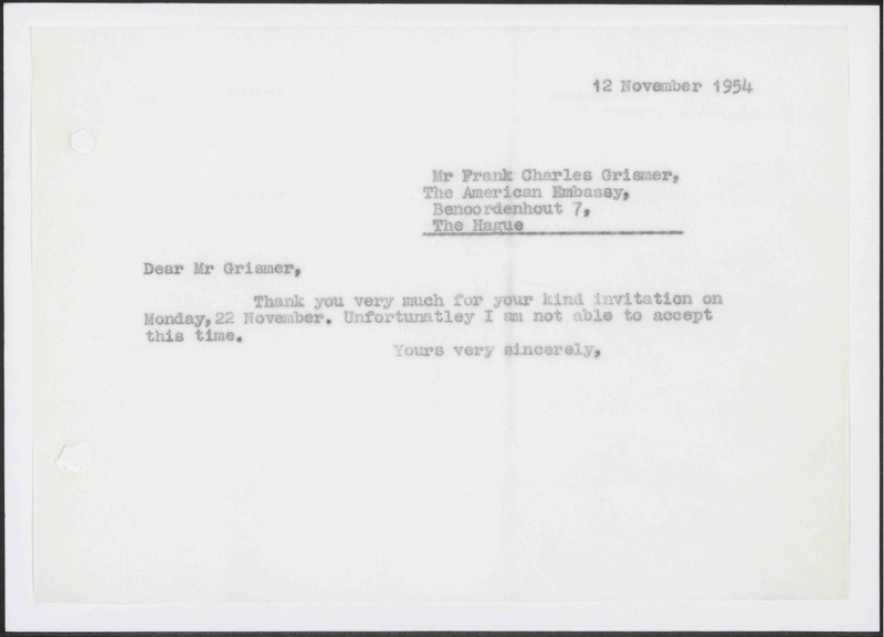 Letter to F.C. Grismer