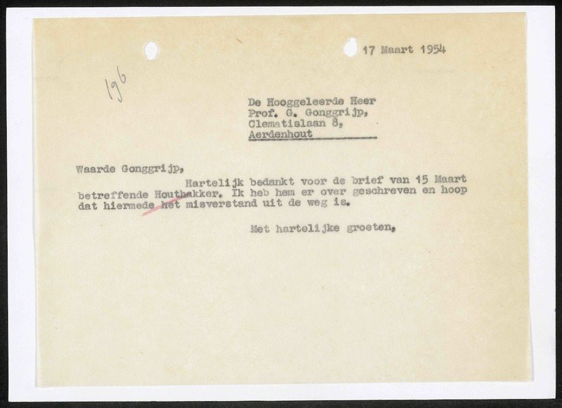 Letter to G. Gonggrijp