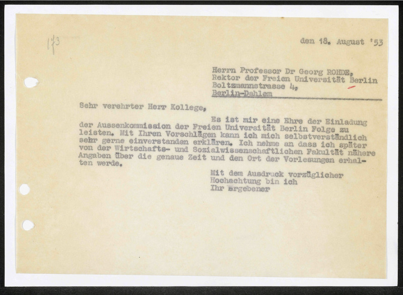 Letter to Georg Rohde