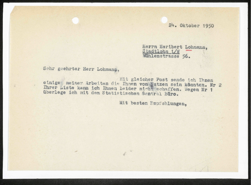 Letter to H. Lohmann