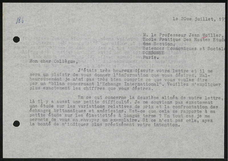 Letter to Jean Weiller