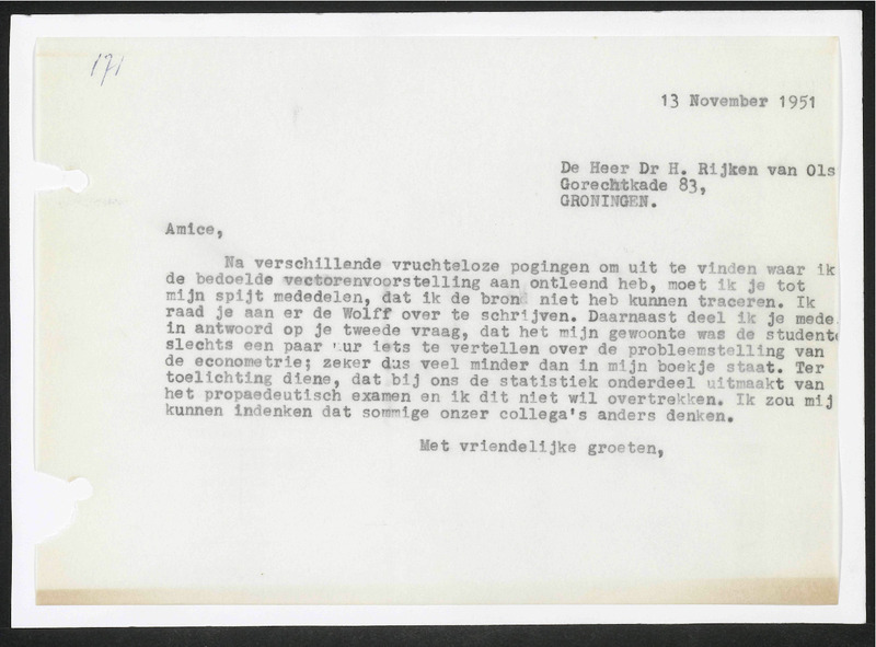 Letter to H. Rijken van Olst