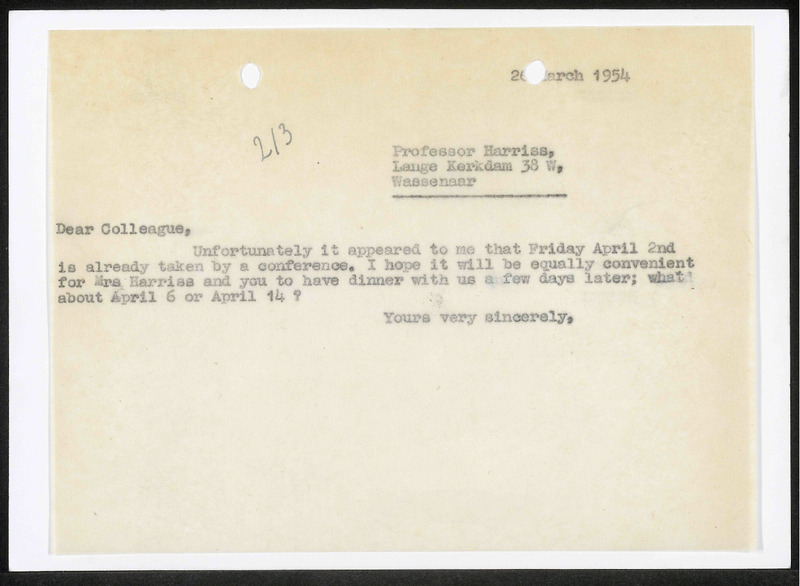 Letter to C. Lowell Harriss