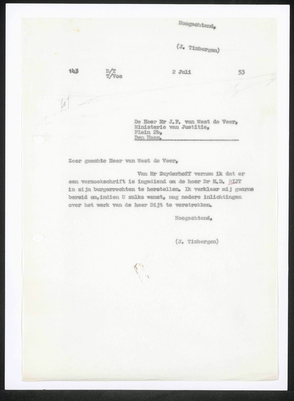Letter to J.F. van West de Veer