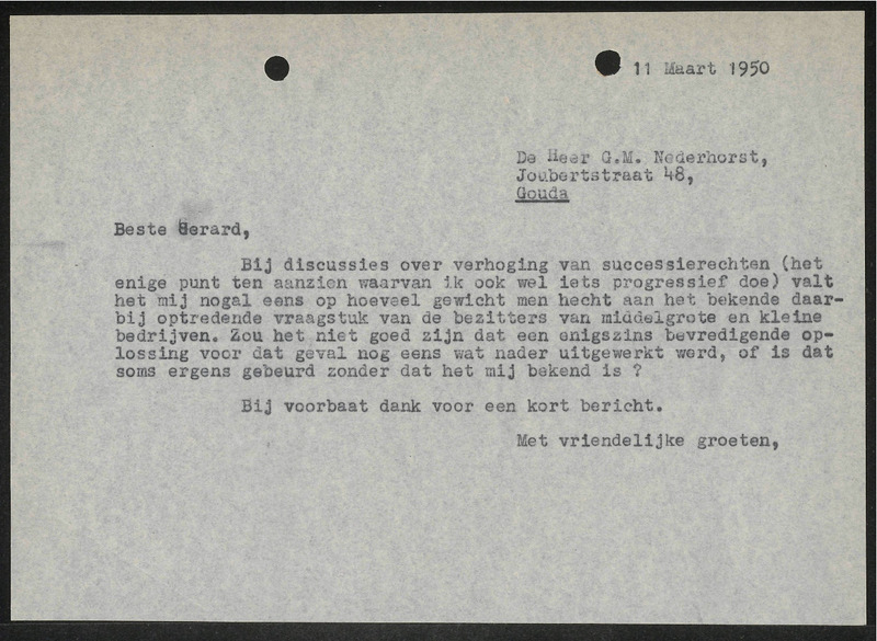 Letter to G.M. Nederhorst