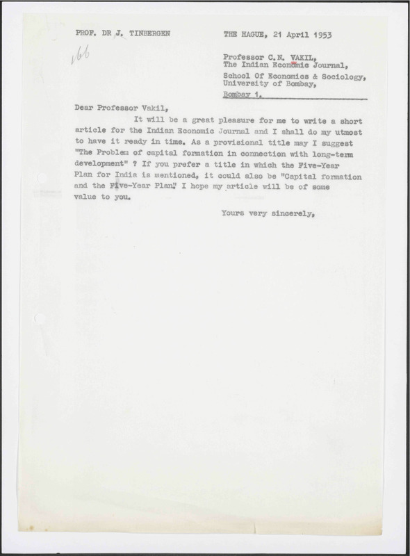 Letter to C.N. Vakil