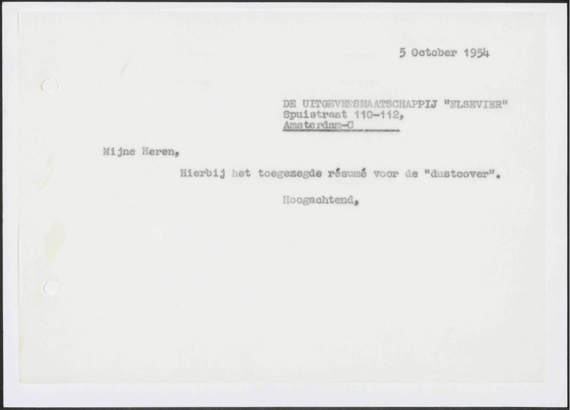 Letter to N.V. Uitgevers-maatschappij Elsevier