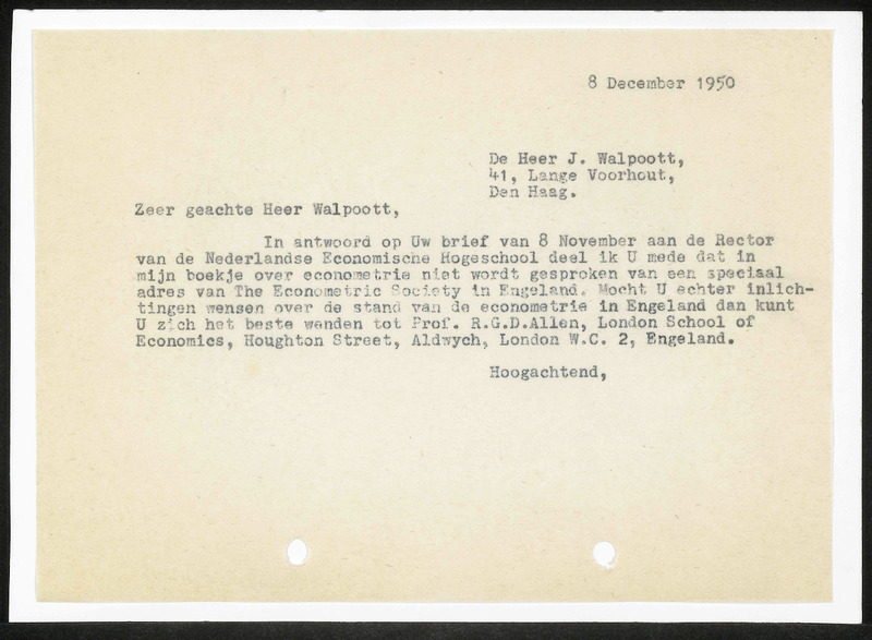 Letter to J. Walpoott