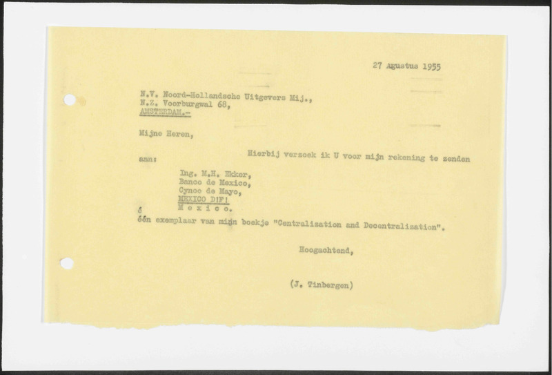 Letter to N.V. Noord-Hollandsche Uitgevers Maatschappij