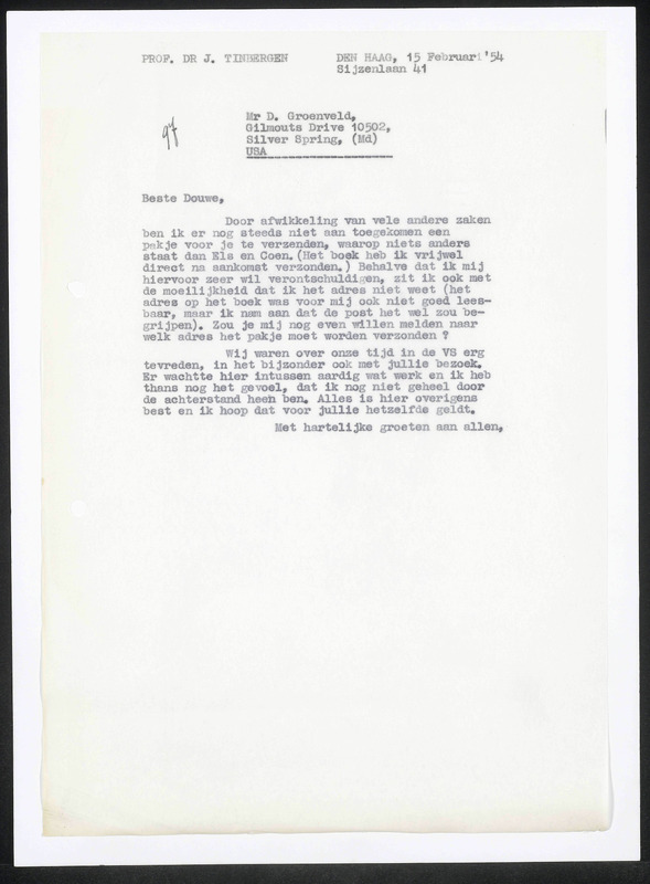 Letter to D. Groenveld