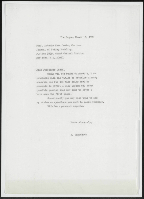Letter to A.M. Costa