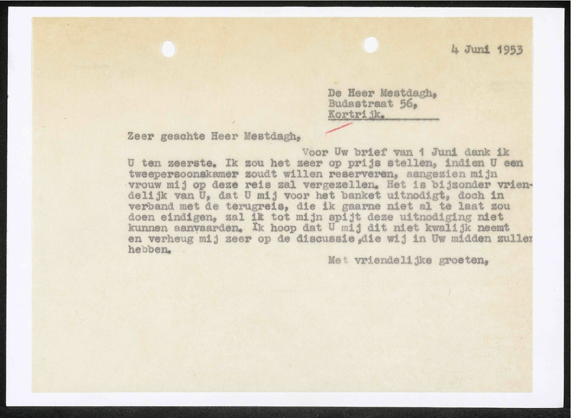 Letter to Mestdagh