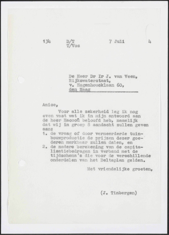 Letter to J. van Veen