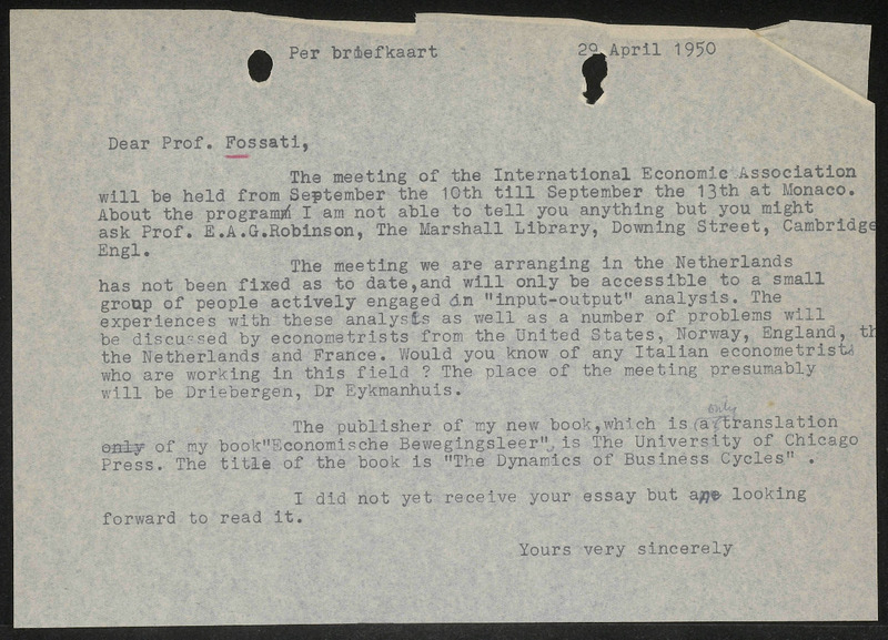Letter to Elrado Fossati