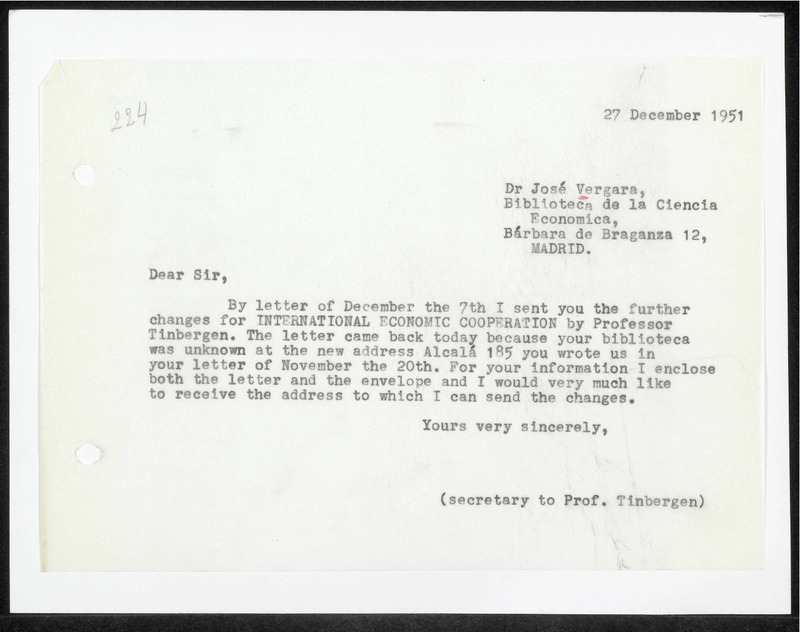 Letter to José Vergara