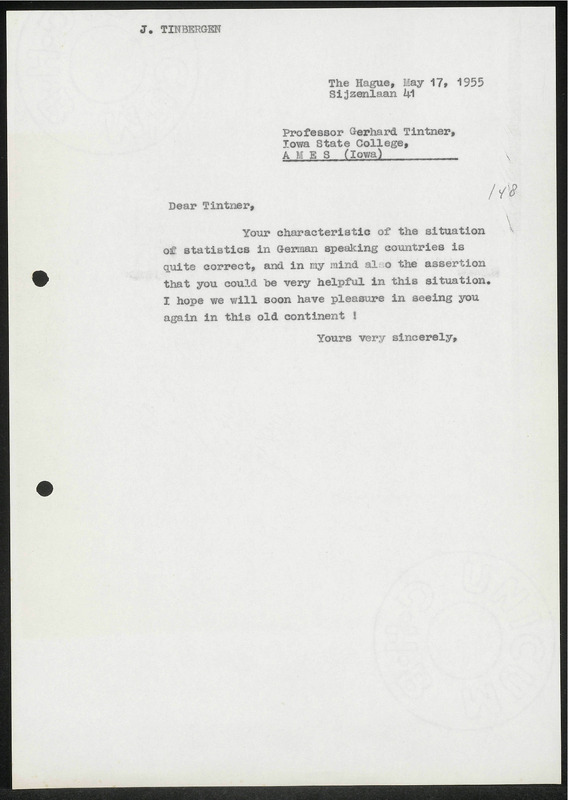 Letter to G. Tintner