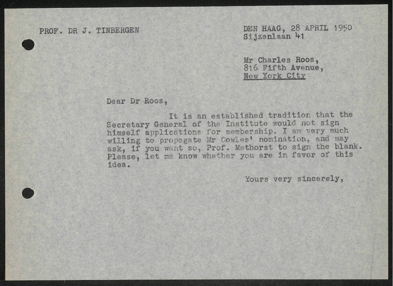Letter to C.F. Roos