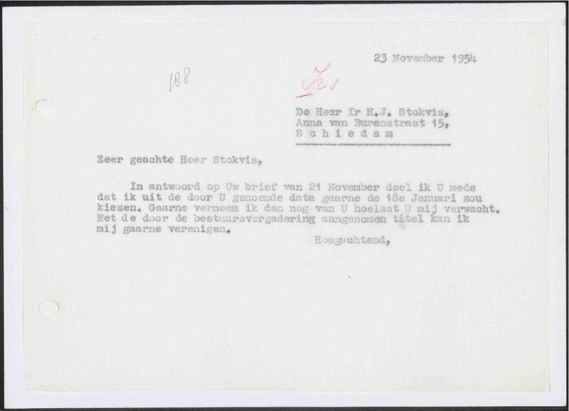 Letter to H.J. Stokvis