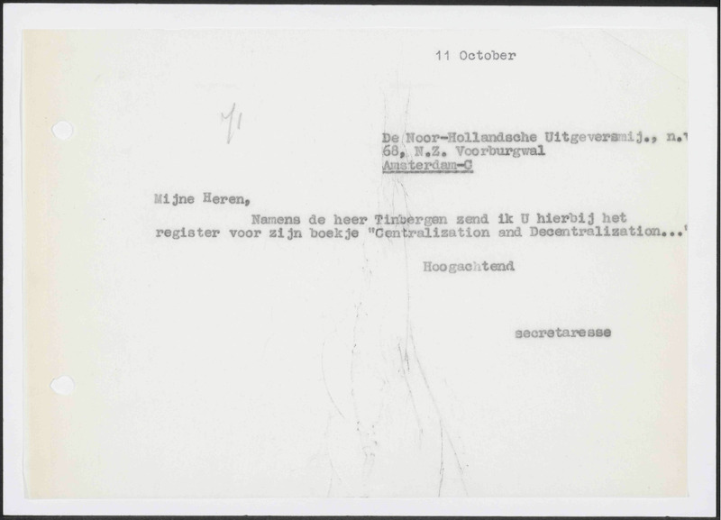 Letter to N.V. Noord-Hollandsche Uitgevers Maatschappij