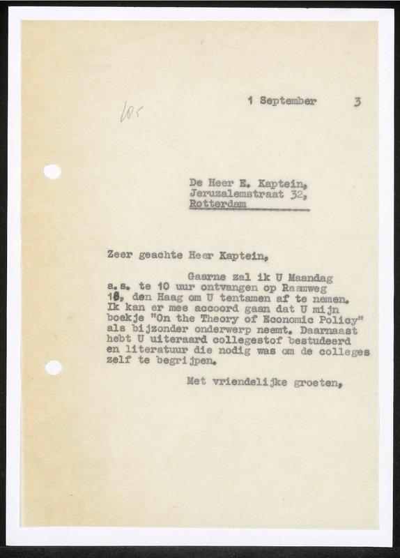 Letter to E. Kaptein