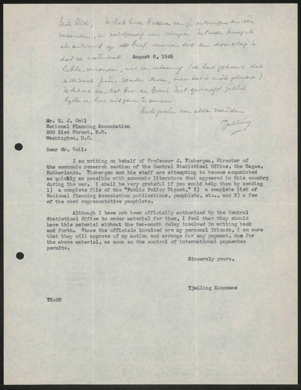 Letter to E.J. Coil