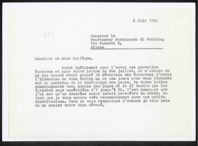 Letter to Ferdinando Di Fenizio