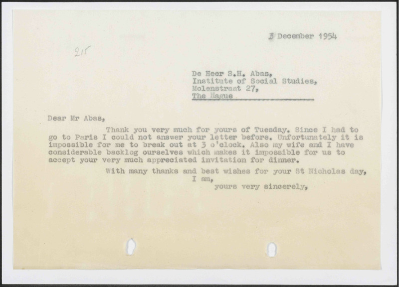 Letter to S.H. Abas