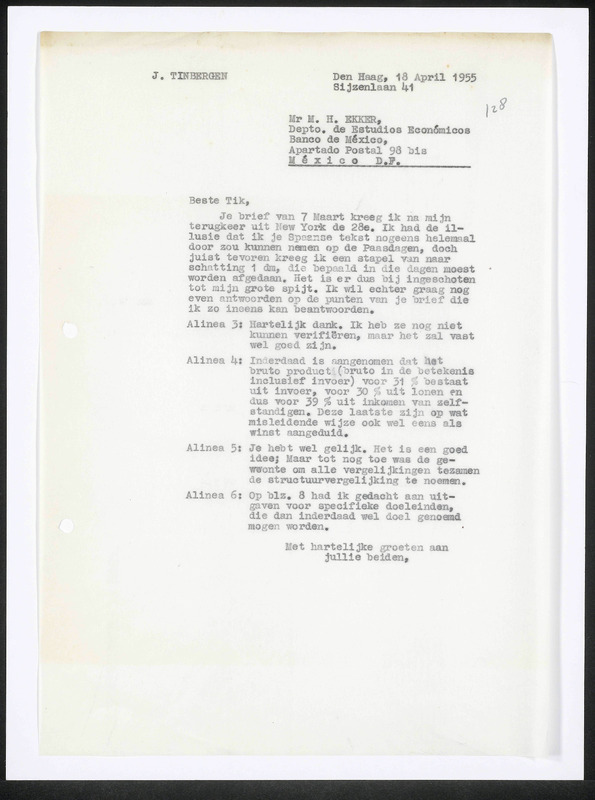 Letter to M.H. Ekker