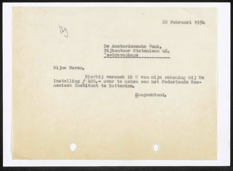 Letter to De Amsterdamsche Bank