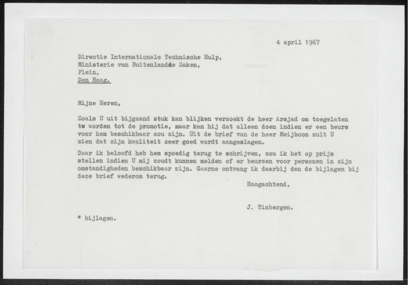 Letter to Ministerie van Buitenlandse Zaken