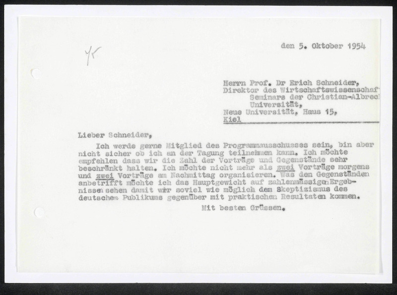 Letter to E. Schneider