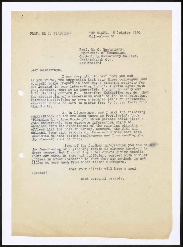 Letter to C. Weststrate