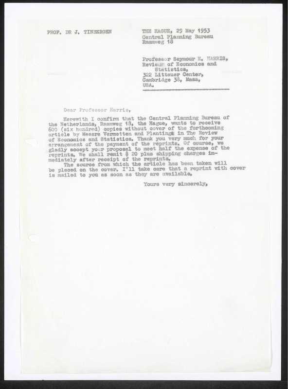 Letter to S.E. Harris