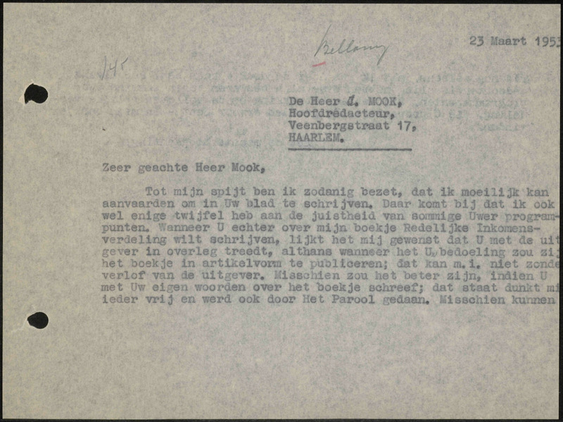 Letter to C. Mook Jr.