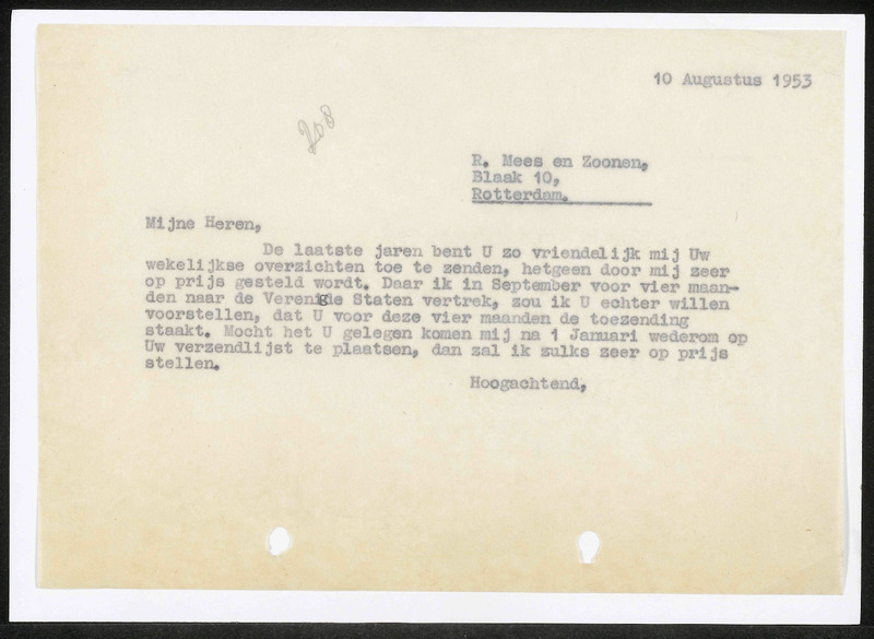 Letter to R. Mees & Zonen