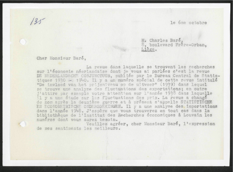 Letter to Charles Baré