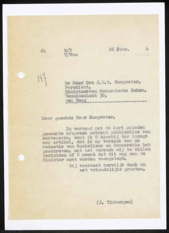 Letter to J.H.W. Hoogwater