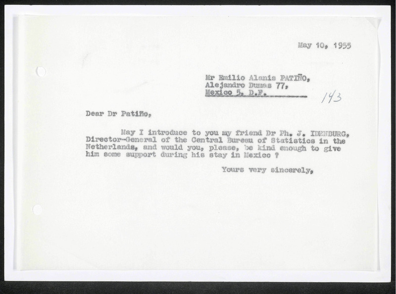 Letter to E.A. Patiño